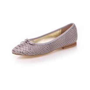 Grey Snake Skin Leather Flat