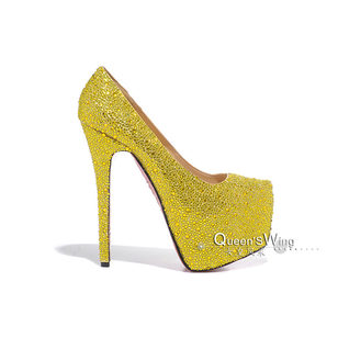 Yellow Crystal Red Sole Ultra High Platform Pump