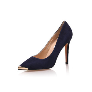 Suede leather metal point head pump