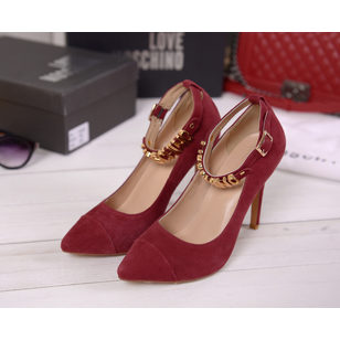 Suede leather pointed head mary jane pump