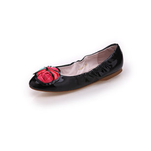 Black Patent Rose Flat