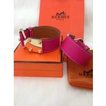 Hermes Light gold finish Fuchsia leather belt brace