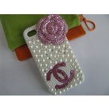 Chanel White&Pink Camellia with Double C Pearl Iphone Cover