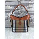 Burberry Large check fabric leather trim hobo shoulder bag