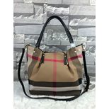 Burberry house check fabric with leather hobo shoulder bag