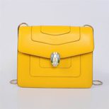 Bvlgari Yellow Leather Serpenti Snake Closure Medium Bag