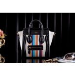 Celine Luggage Nano Tote PM multi color strip cotton fabric