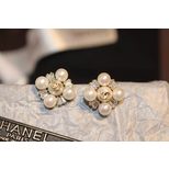 Chanel pearls diamond double c earrings