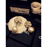 Chanel Camellia pearl pendant earrings