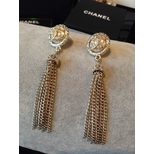 Chanel Small chain tassels pearl earrings