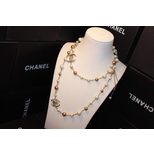 Chanel Rhinestone moon pearl long necklace