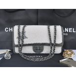 Chanel Dallas fashion show denim lamb wools flap bag