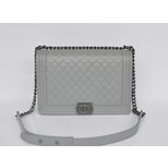 Chanel Gray lamb skin leather flap bag