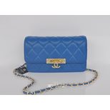 Chanel Blue lamb skin leather flap bag