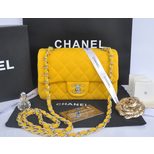 Chanel Cotton fabric leather lining small flap bag