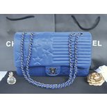 Chanel leather stripe star quilting flap bag