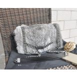 Chanel Grey fur flap bag