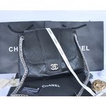 Chanel Black carviar and lamb skin leather large flap bag