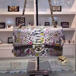 Chanel real python leather with flower pattern flap bag