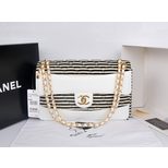 Chanel Original leather with strip fabric flap bag