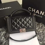 Chanel BOY FLAP BAG WITH TOP HANDLE imported leather