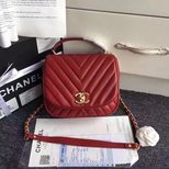 Chanel lambskin leather flap bag with top handle