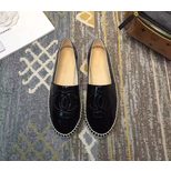 Chanel black patent leather espadrilles loafers