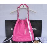 Chanel leather drawstring bucket bag