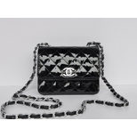 Chanel Black Patent Leather Turn Lock Chain Shoulder Bag