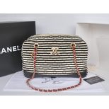 Chanel Stripe cotton fabric chain shoulder bag