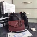 Chanel calfskin leather drawstring shoulder bag