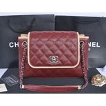 Chanel Carviar leather turn lock flap chain tote bag