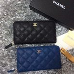 Chanel Caviar leather zipper long wallet