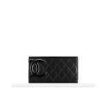 Chanel Black lamb skin leather long wallet