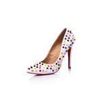 Christian Louboutin White patent leather multiple color rivet pump