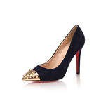 Christian Louboutin Dark blue suede leather rivet point head pump