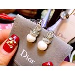 Dior rhinestone crown pearls pendant  earrings