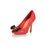 Dior Quilting red leather bow-tie peep toe pump