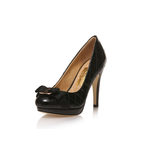 Ferragamo Black quilting patent leather bow-tie pump