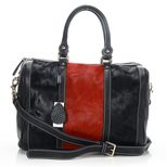 Gucci Black Leather Boston Bag with Calf Hair Leather