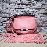 Gucci Original leather bamboo fringe tassel shoulder bag