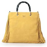 Gucci Yellow suede leather tassel bamboo shopper large tote