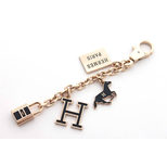 Hermes Gold Metal Black Enamel Bag Chain