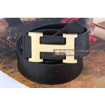 Hermes Gold Metal H Black&Black ostrich Belt