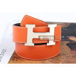 Hermes Nickel Metal H Orange&Black Belt HB-N-ORN