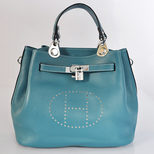 Hermes Blue LYCHEE LEATHER Kelly 32cm