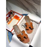 Hermes togo leather flats slippers