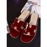 Hermes Red patent leather slipper