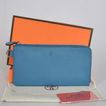 Hermes Azap Long Wallet Goatskin Blue