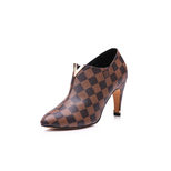 Louis Vuitton Damier ebene canvas v collar ankle boots